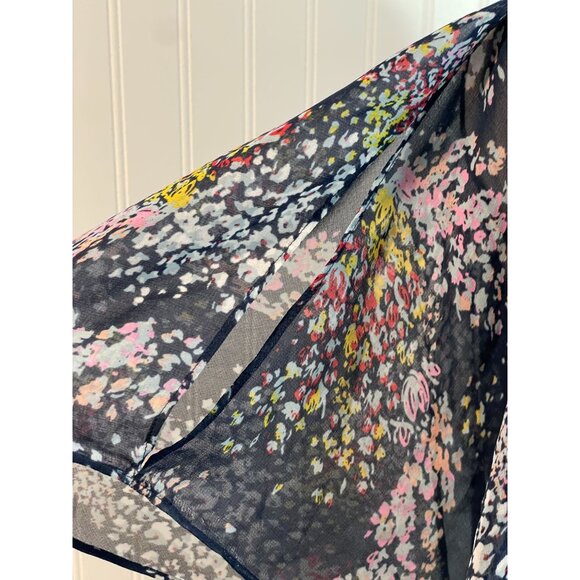 ModCloth Floral A-Line Midi Skirt S Polyester Navy Multicolor Pockets - Picture 3 of 16